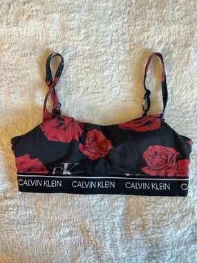 Calvin Klein Black & Red Floral Bralette